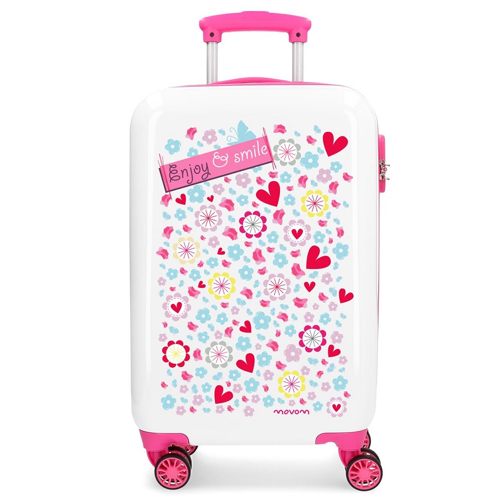 Resväska barn Movom Enjoy & Smile vit och rosa ABS Resväska barn Movom Enjoy & Smile vit och rosa ABS