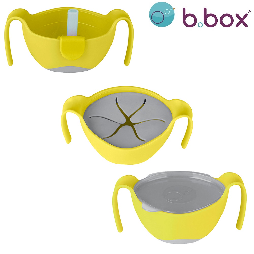Multifunktionel madskål til børn B.box Bowl and Straw Lemon Sherbet