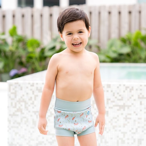 Ble badebukser til baby SplashAbout Happy Nappy Playful Otters badeble
