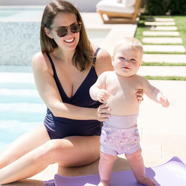 Ble badebukser til baby SplashAbout Happy Nappy Spring Flowers badeble