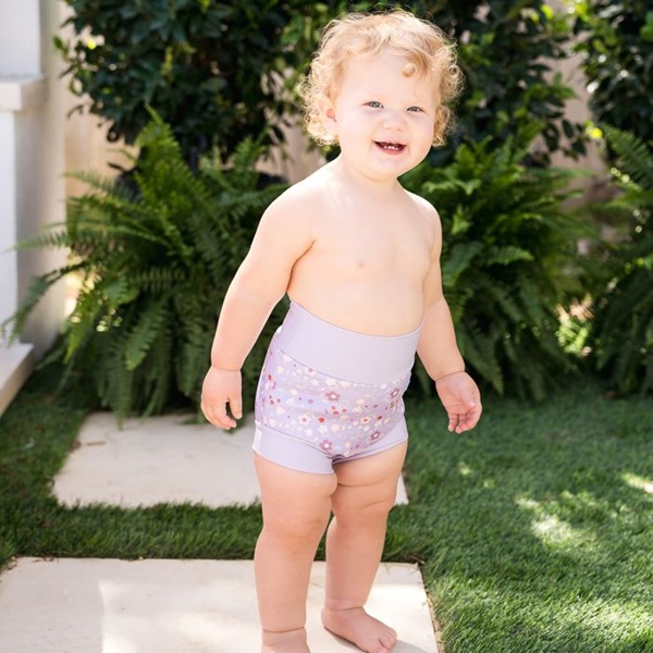 Ble badebukser til baby SplashAbout Happy Nappy Spring Flowers badeble