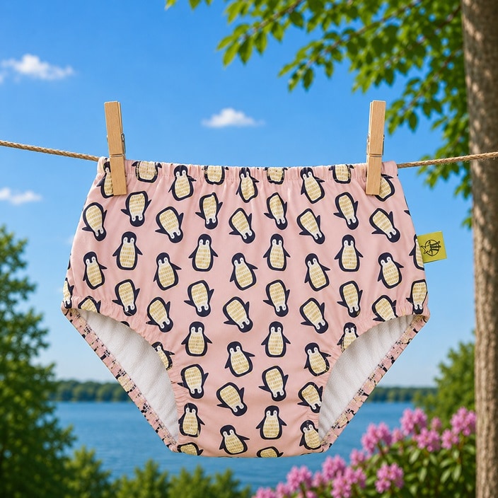 Blebadebukser - Lässig Pink Penguin