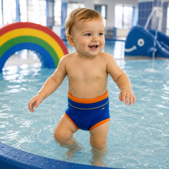 Blebadebukser - Speedo Swimnappy Blue