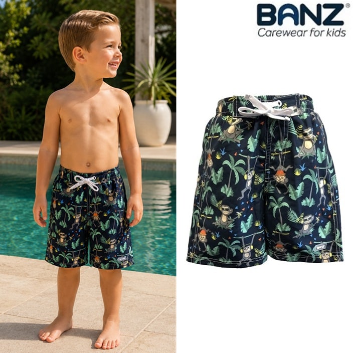 Badebukser - Banz Navy Jungle badeshorts
