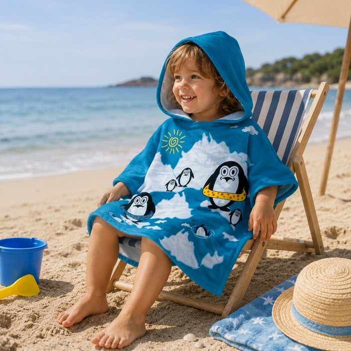Badeponcho til børn - Le Comptoir Penguins