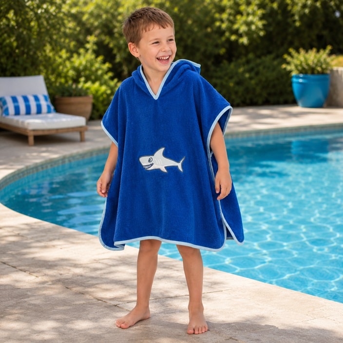 Badeponcho til børn - Playshoes Shark