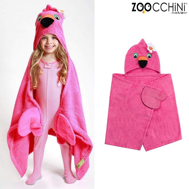 Badeponcho til børn Zoocchini Flamingo