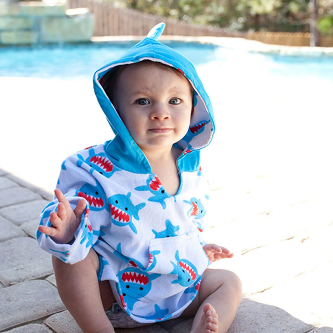 Badeponcho til børn og babyer Zoocchini Shark