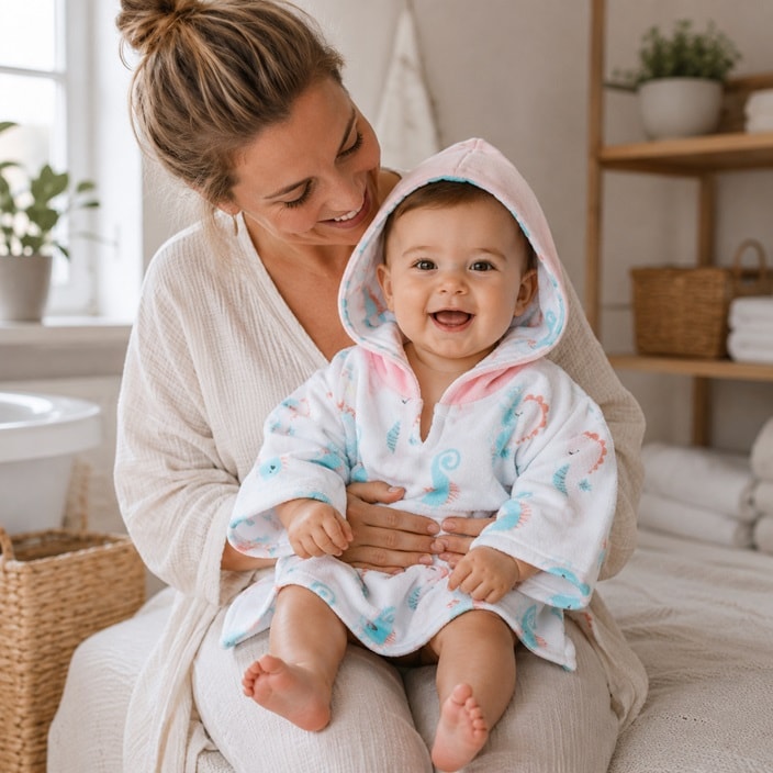 Badeponcho til børn - Zoocchini Seahorse