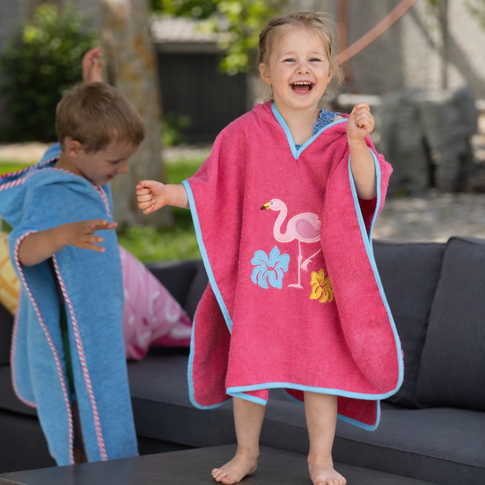 Badeponcho til børn - Playshoes Pink Flamingo