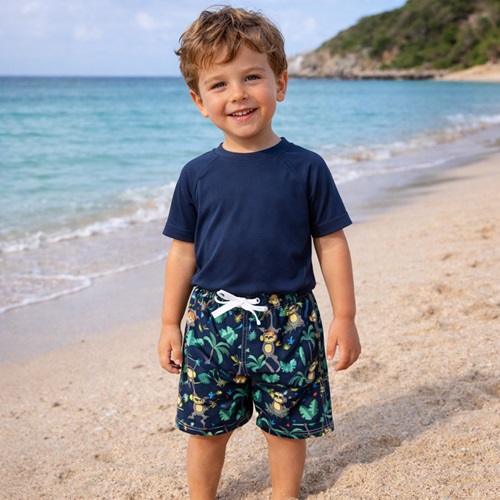 Badebukser - Banz Navy Jungle badeshorts