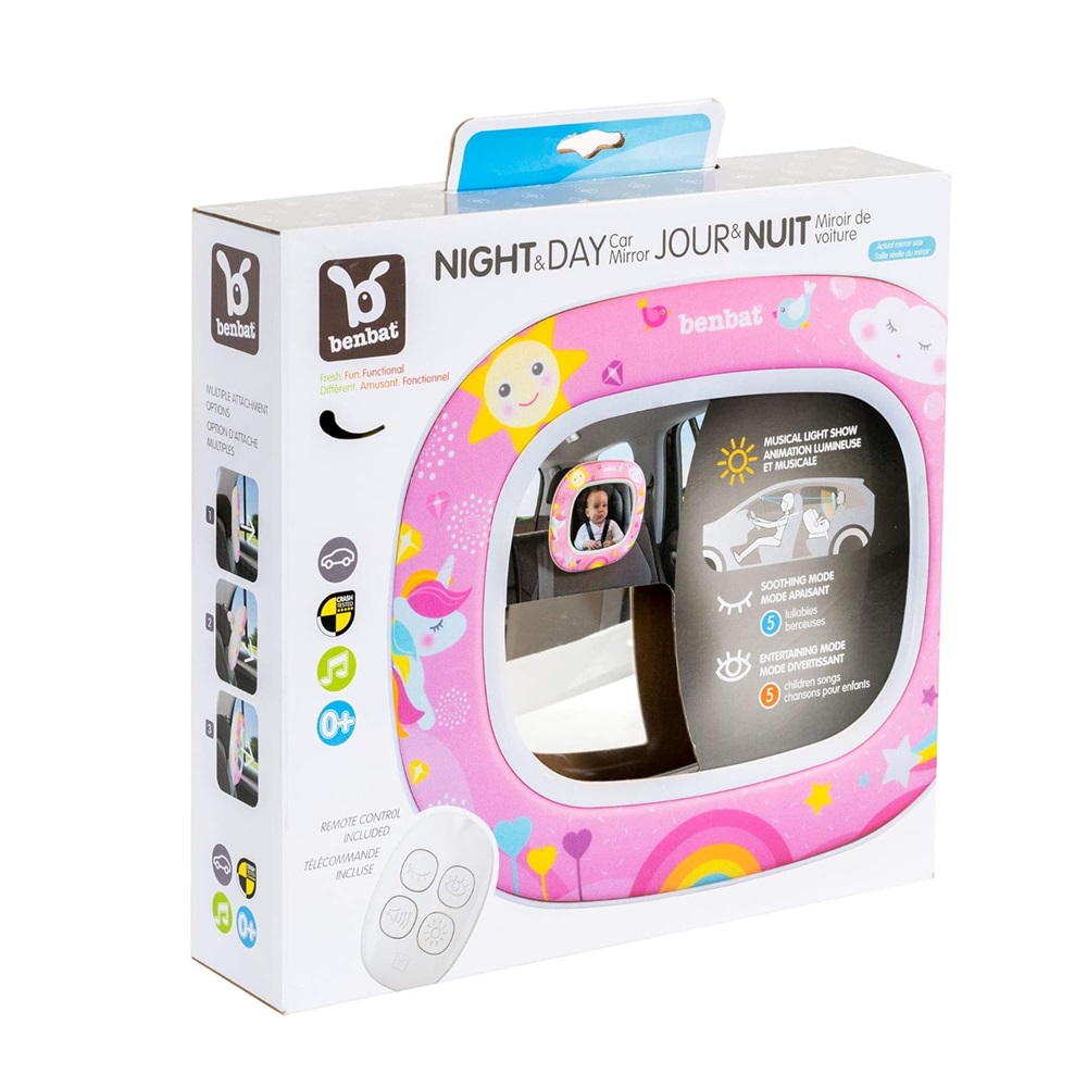 Bagsædespejl til bil Benbat Night & Day Mirror Unicorn