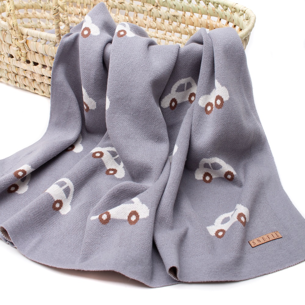 Babytæppe Snufie Baby Blanket Grey Cars