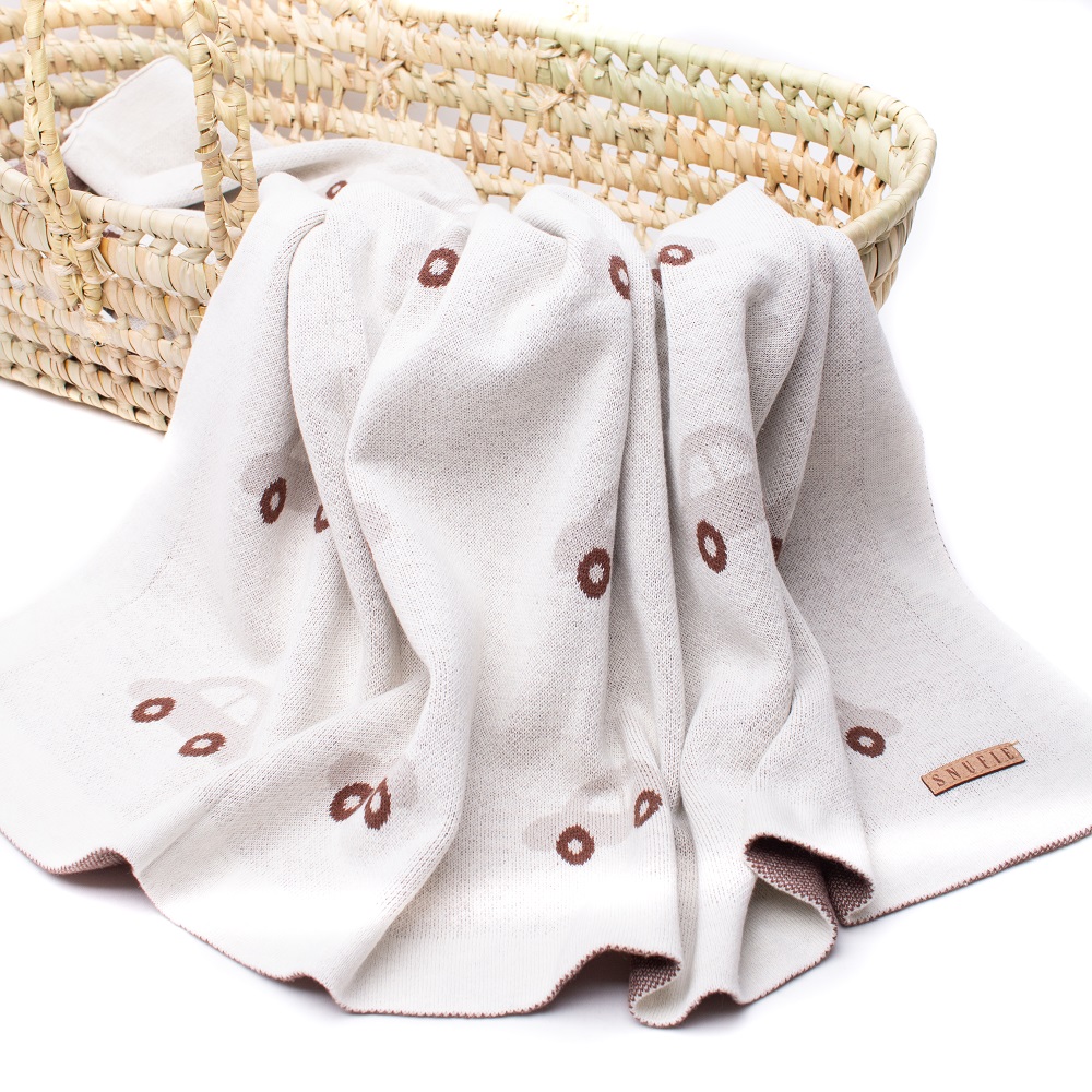 Babytæppe Snufie Baby Blanket White Cars