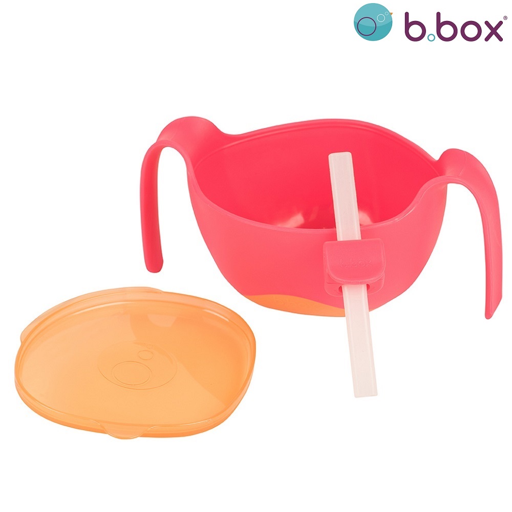 Madskål til børn B.box Bowl and Straw XL Strawberry Shake