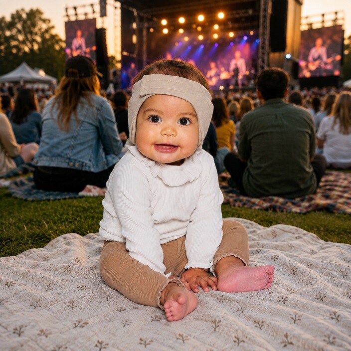 Høreværn til baby - Dooky Headband Beige
