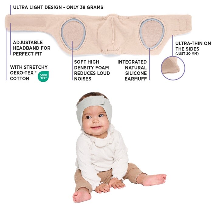 Høreværn til baby - Dooky Headband Beige