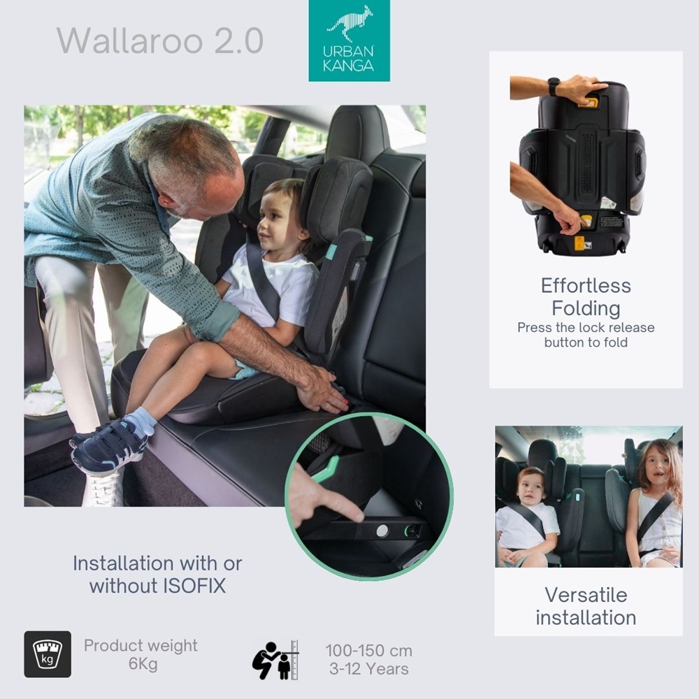 Sammenklappelig autostol Urban Kanga Wallaroo Grey