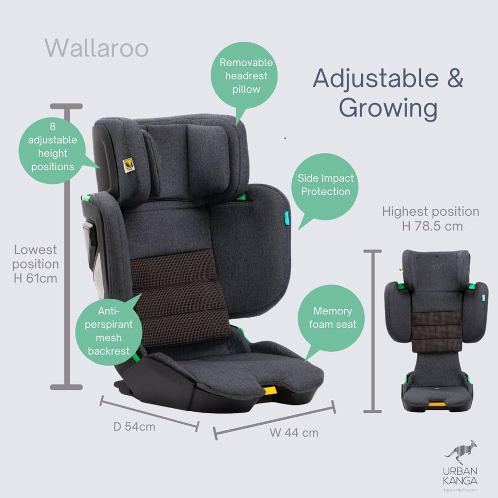 Sammenklappelig autostol Urban Kanga Wallaroo Grey