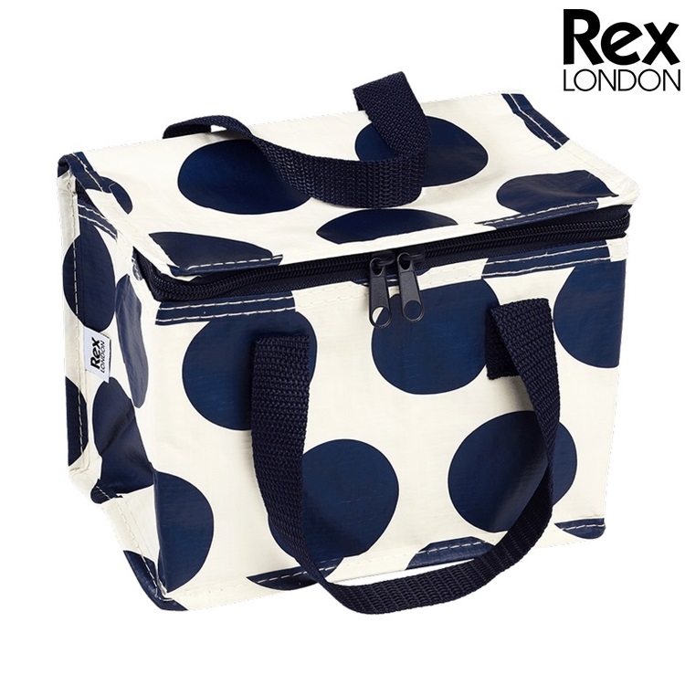 Lille køletaske Rex London Lunch Bag Navy on White