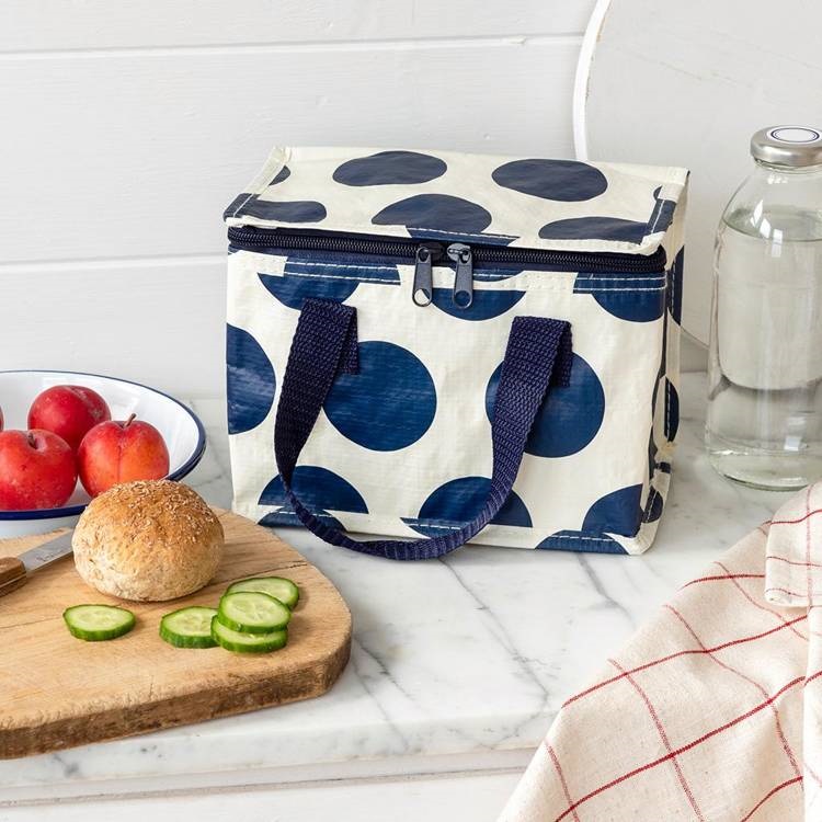 Lille køletaske Rex London Lunch Bag Navy on White
