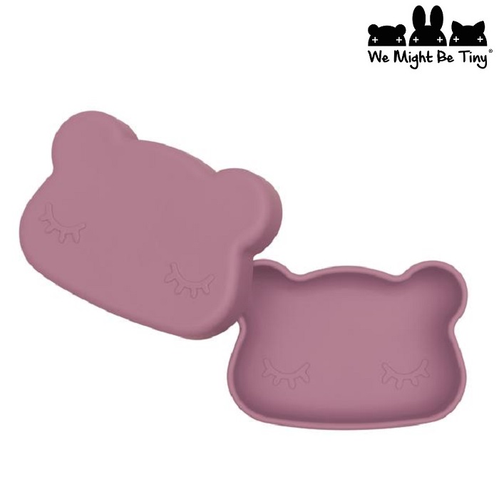 Børnetallerken og madkasse i silikone We Might be Tiny Dusty Rose