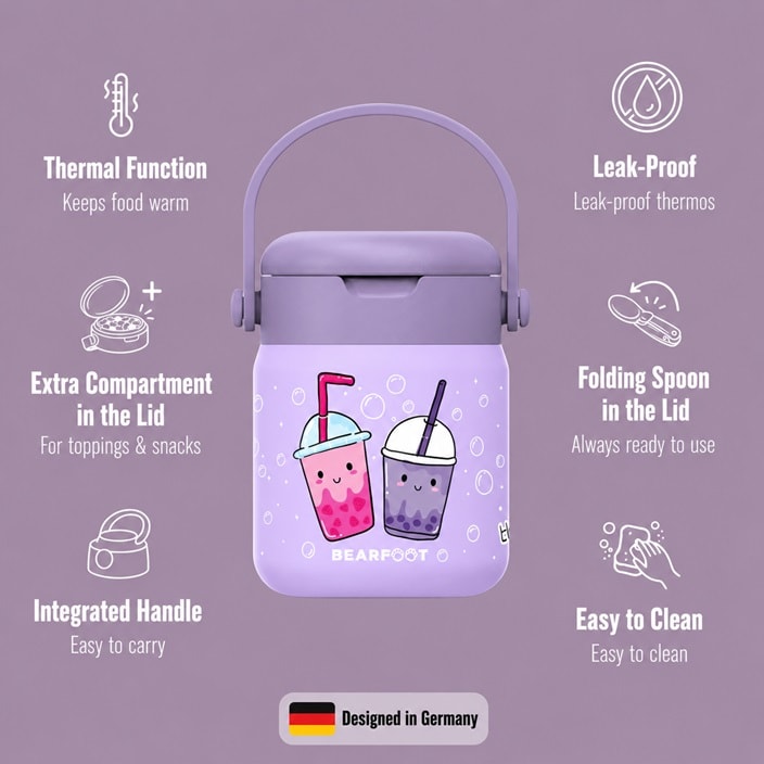 Madtermoflaske til børn Bearfoot Bubble Tea