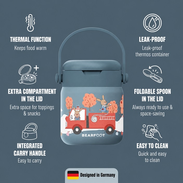 Madtermoflaske til børn Bearfoot Firetruck
