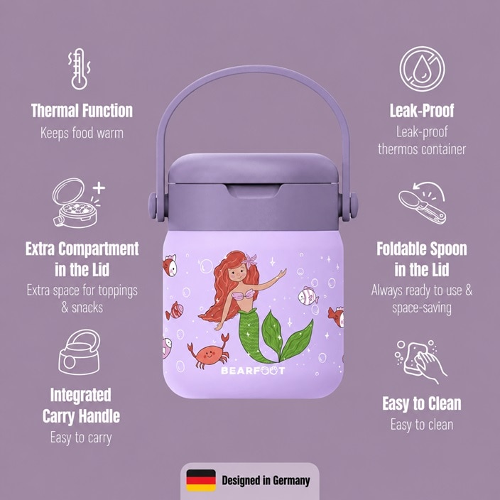 Madtermoflaske til børn Bearfoot Mermaid
