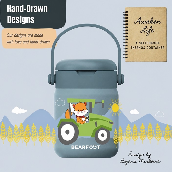 Madtermoflaske til børn Bearfoot Tractor