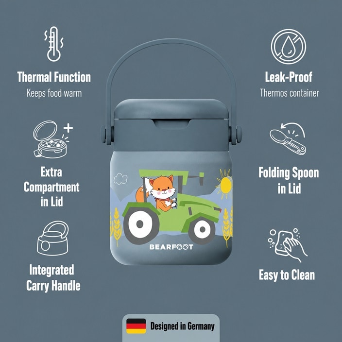 Madtermoflaske til børn Bearfoot Tractor