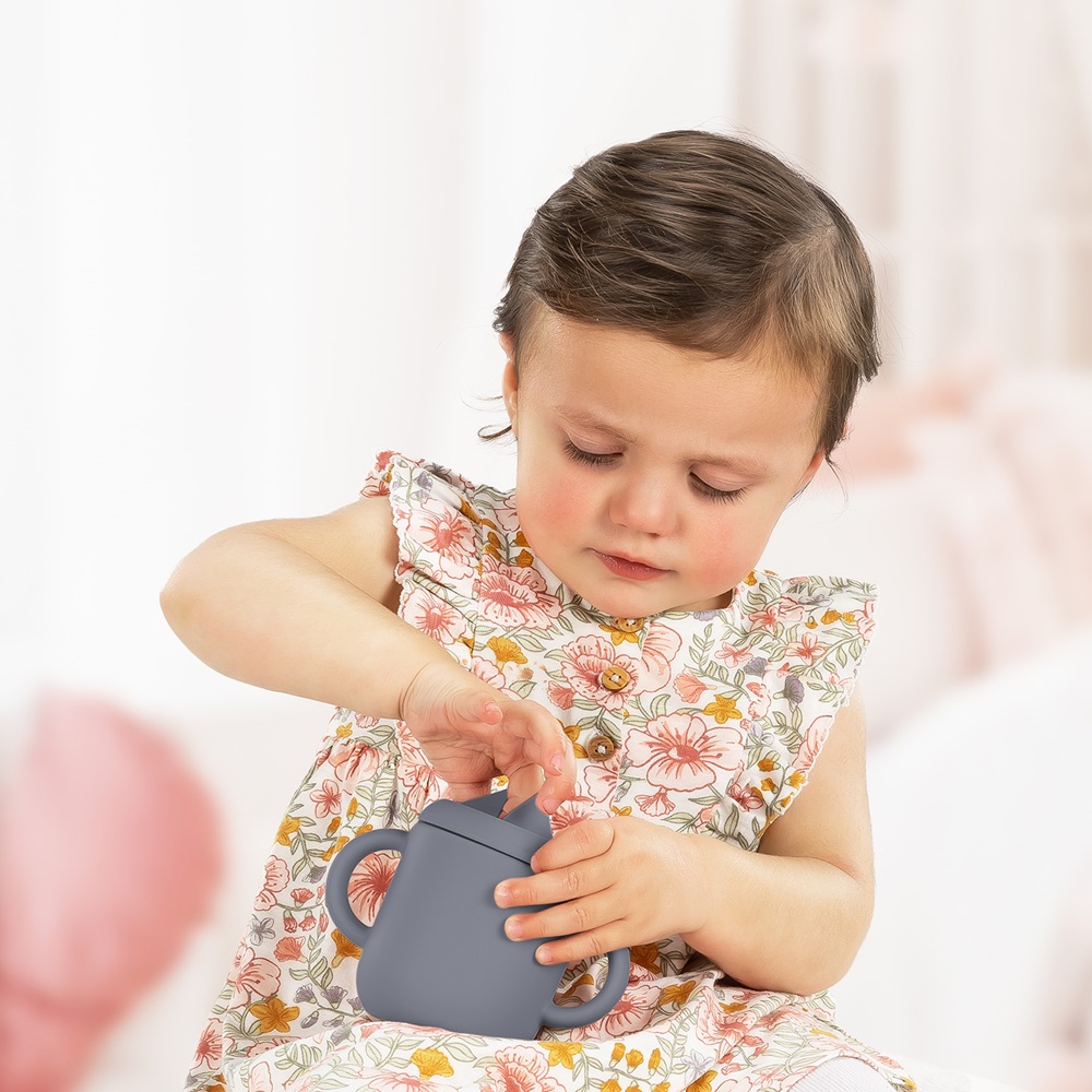 Krus og snackdåse 2-in-1 til børn Reer Snackcup Blue