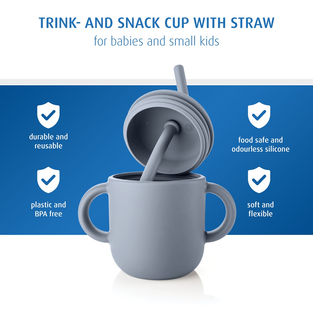 Krus og snackdåse 2-in-1 til børn Reer Snackcup Blue