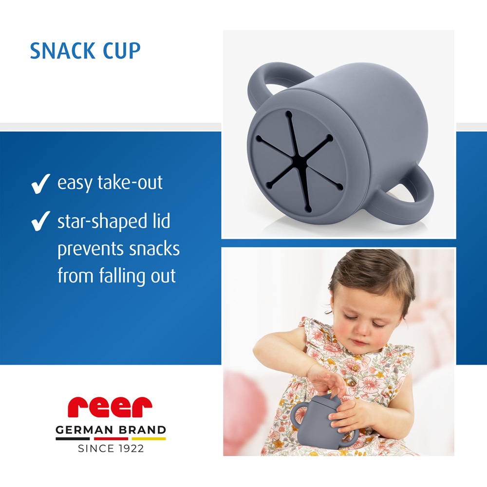 Krus og snackdåse 2-in-1 til børn Reer Snackcup Blue