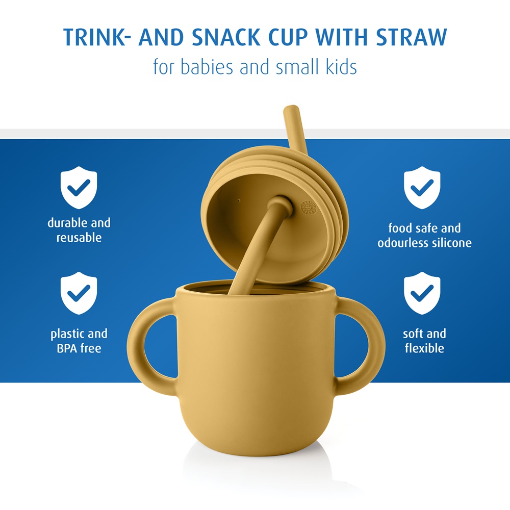 Krus og snackdåse 2-in-1 til børn Reer Snackcup Yellow