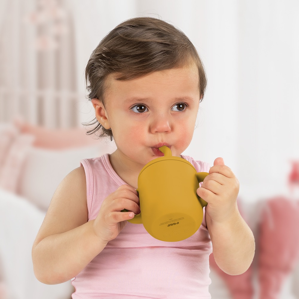 Krus og snackdåse 2-in-1 til børn Reer Snackcup Yellow