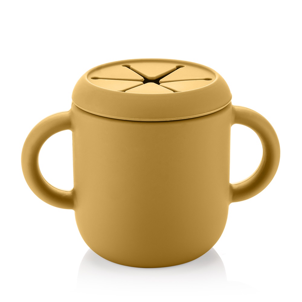 Krus og snackdåse 2-in-1 til børn Reer Snackcup Yellow
