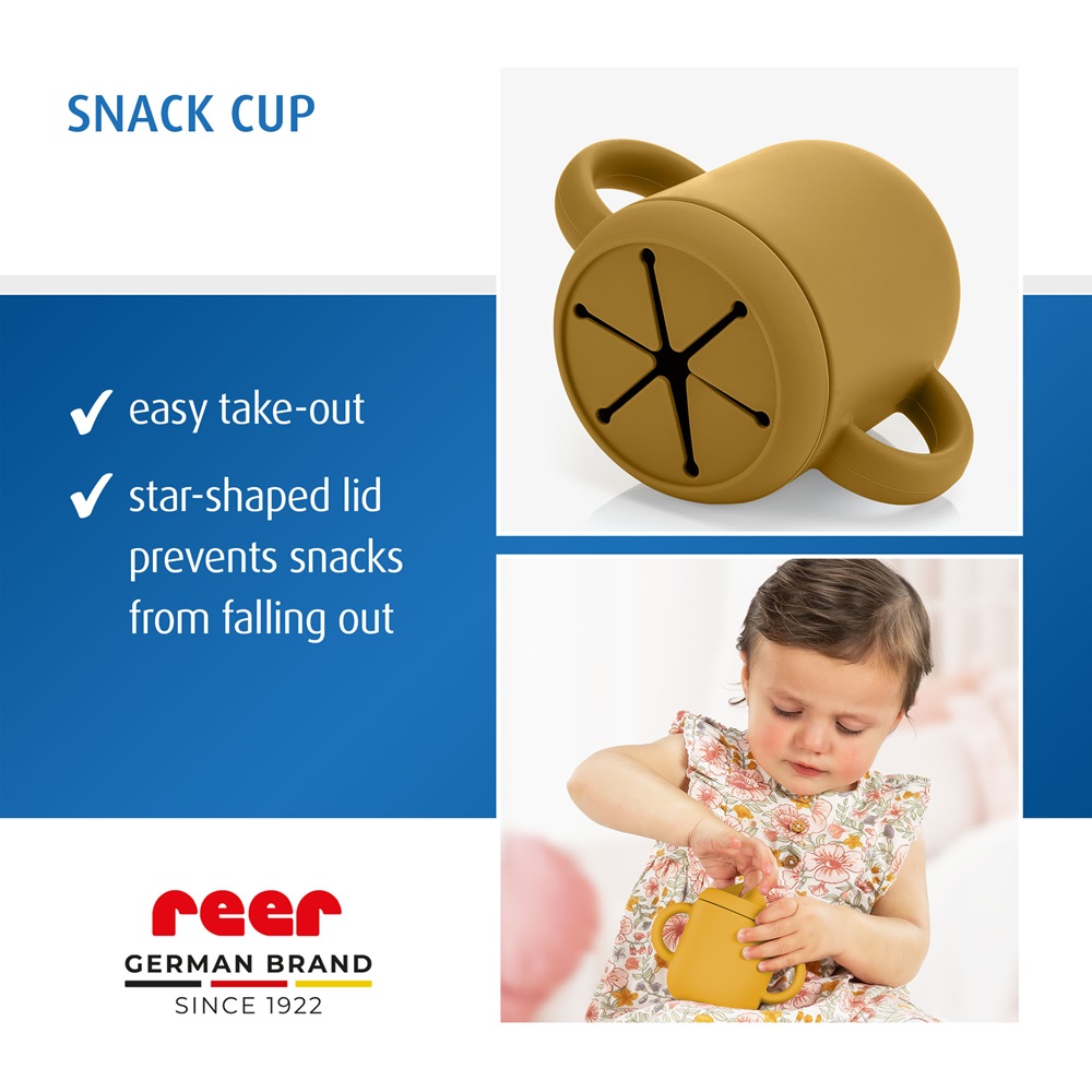 Krus og snackdåse 2-in-1 til børn Reer Snackcup Yellow