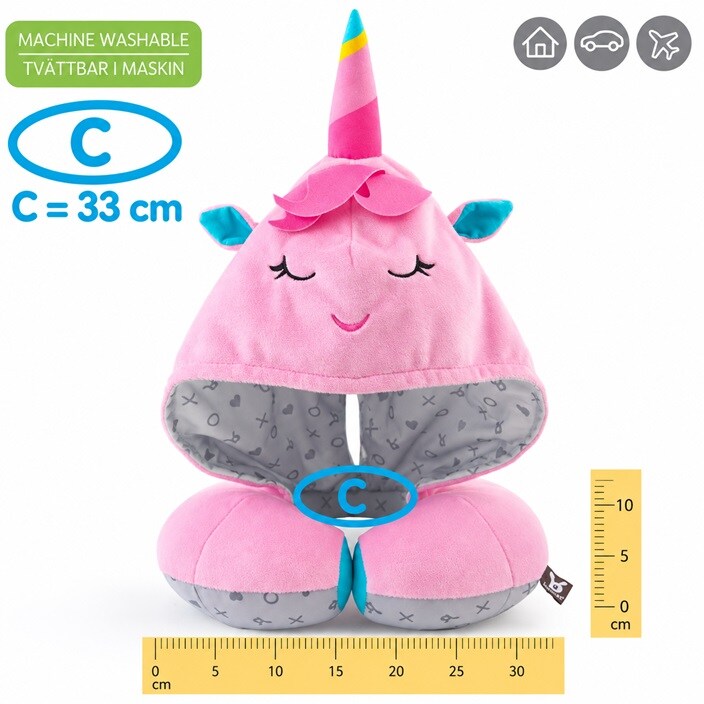 Nakkepude til børn med hætte - Benbat Unicorn