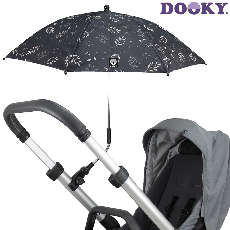 Parasol til barnevogn Dooky Stroller Parasol Umbrella Black Leaves