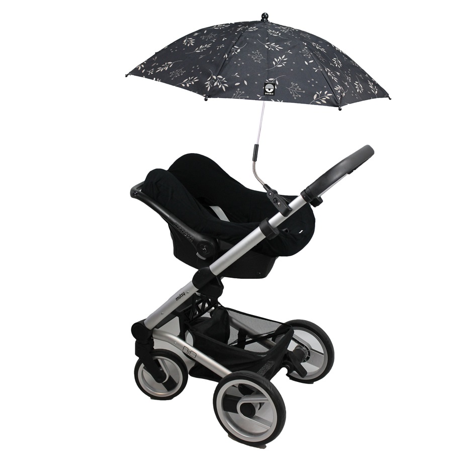 Parasol til barnevogn Dooky Stroller Parasol Umbrella Black Leaves