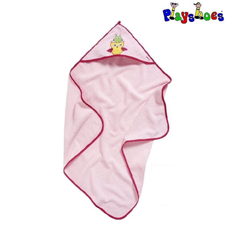 Baby badehåndklæde med hætte Playshoes Owl lyserød