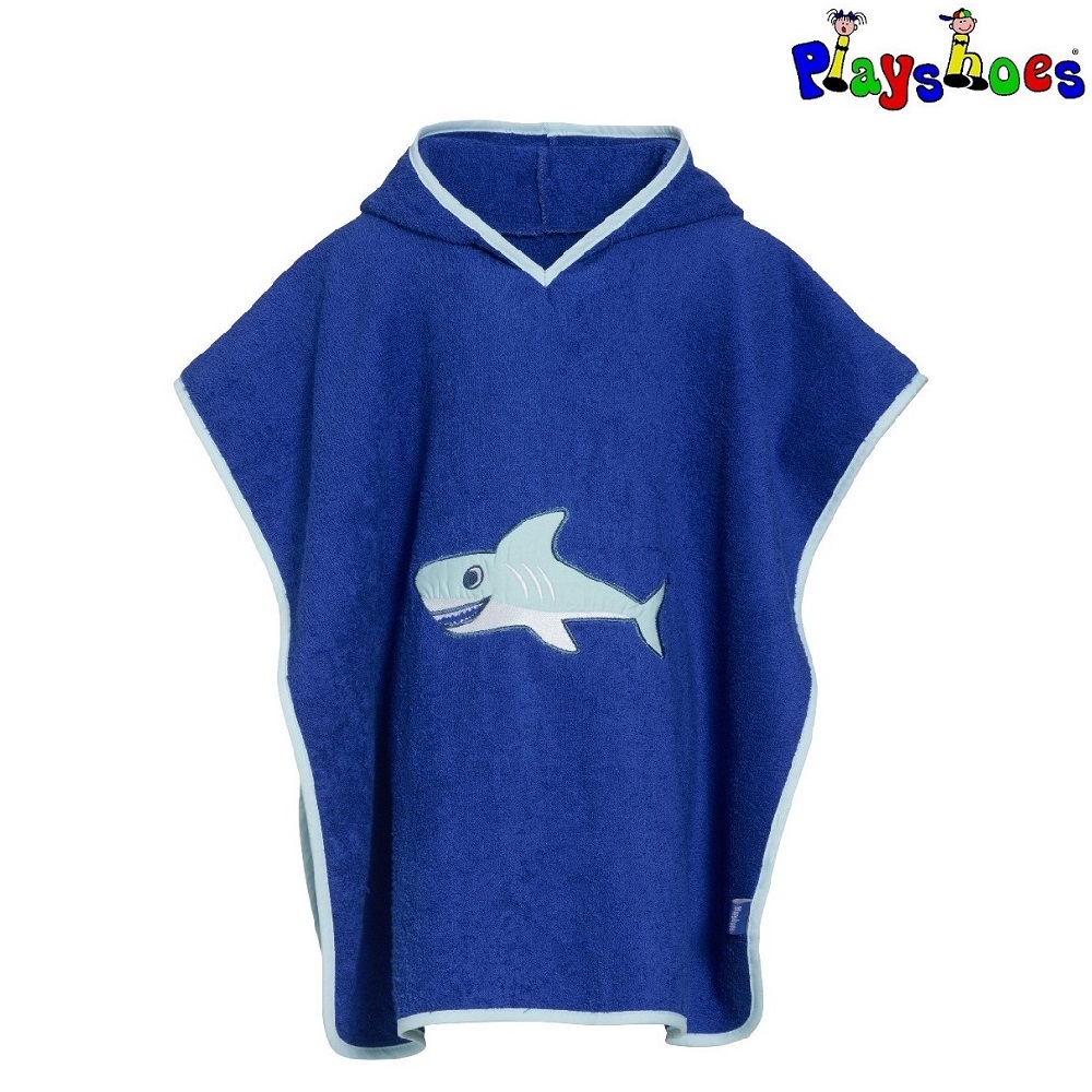 Badeponcho til børn Playshoes Shark blå