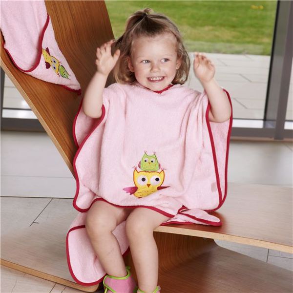 Badeponcho til børn Playshoes Owl lyserød