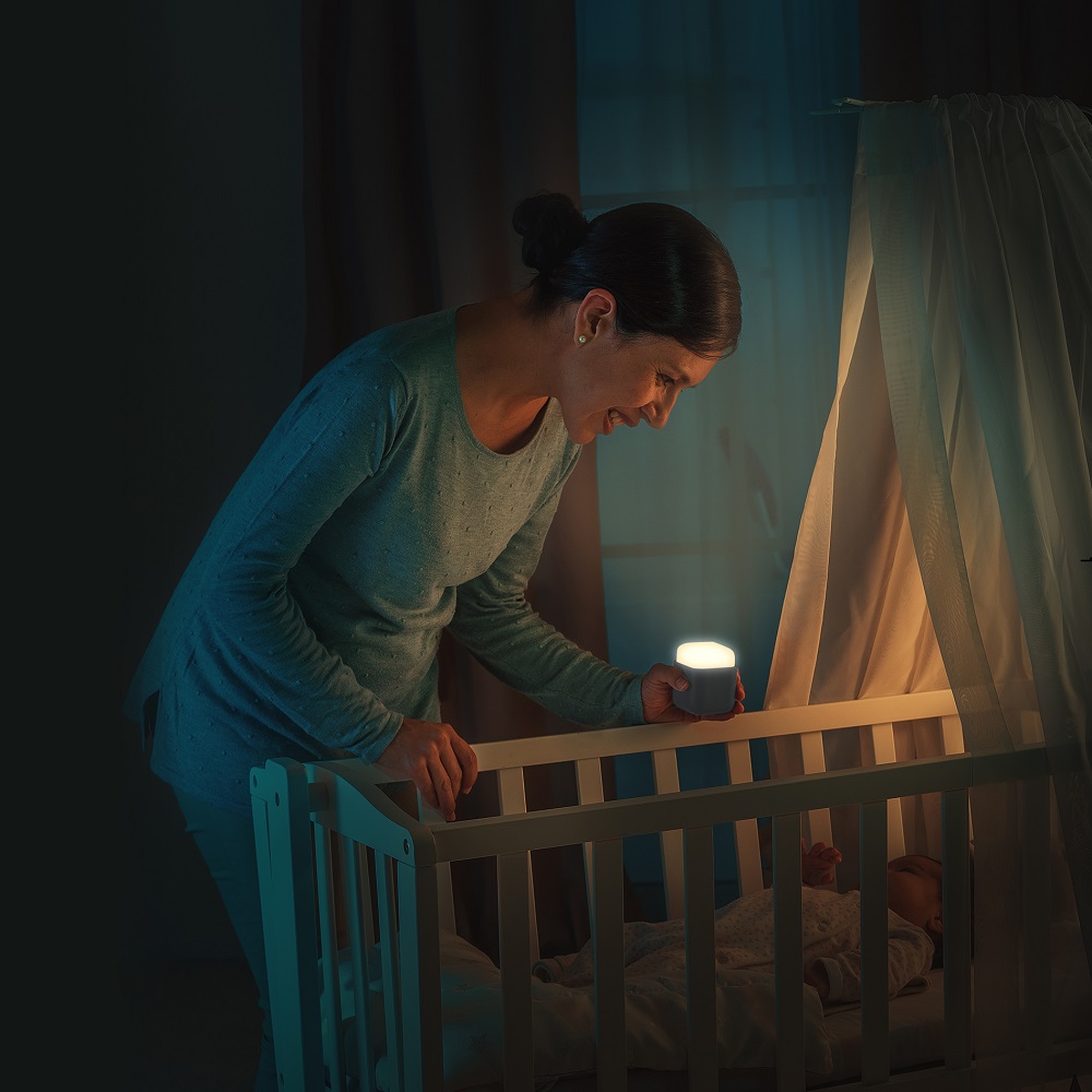 Natlampe til børn Reer Sleeplight 2in1 lysegrå