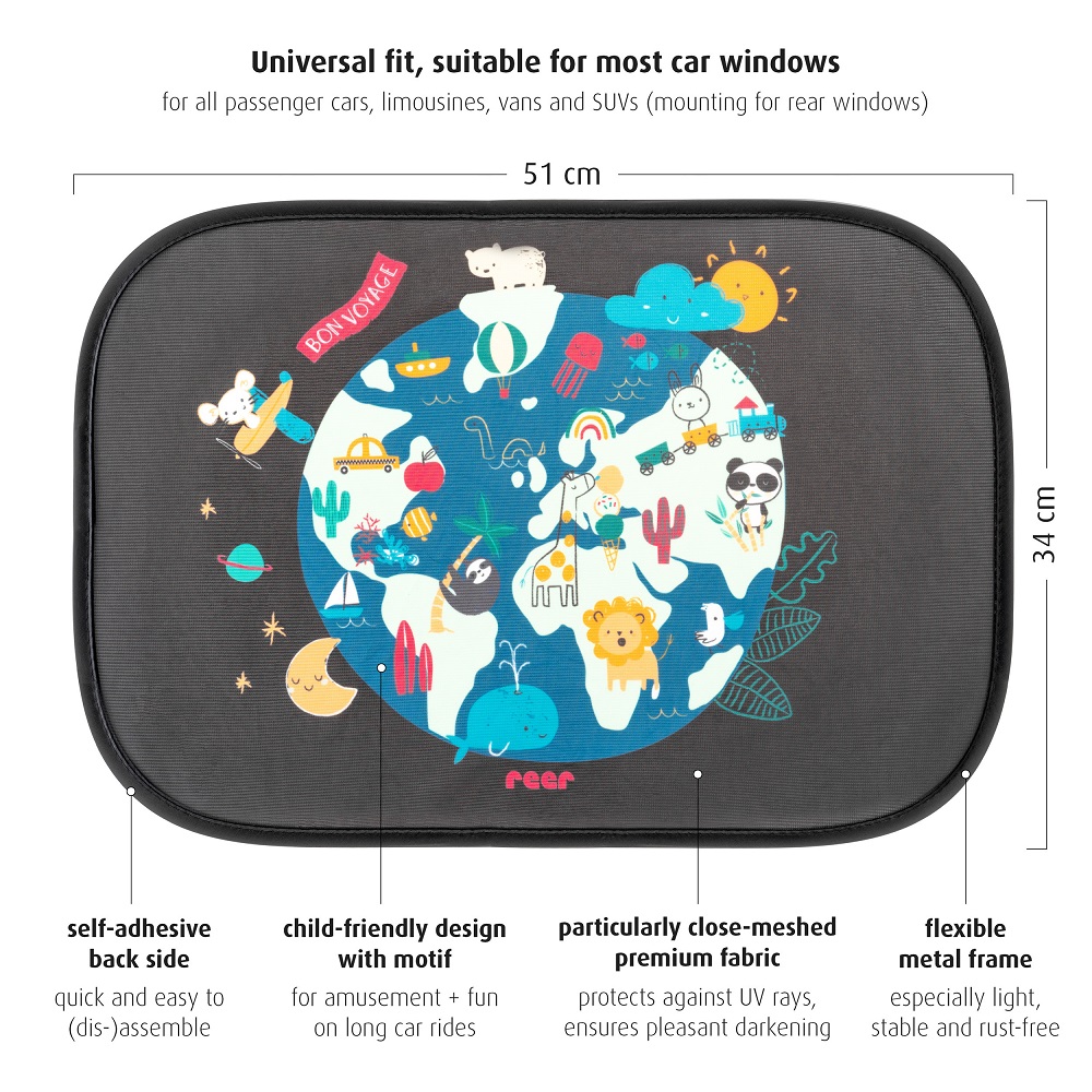 Solskærm til bil Reer Pop-up World Map