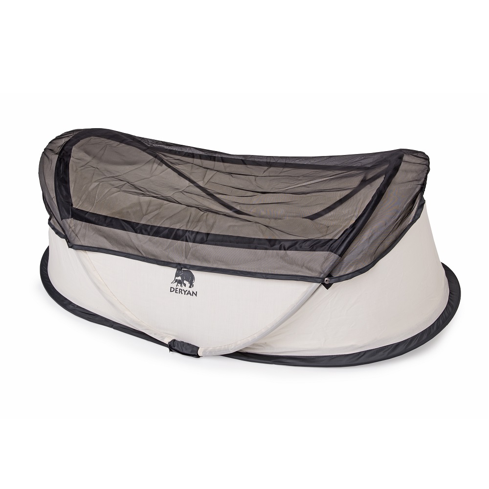 Pop-up rejseseng Deryan Baby Box Cream med myggenet