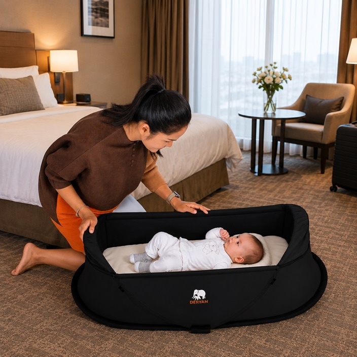 Rejseseng til baby Deryan Infant Rest Box Black