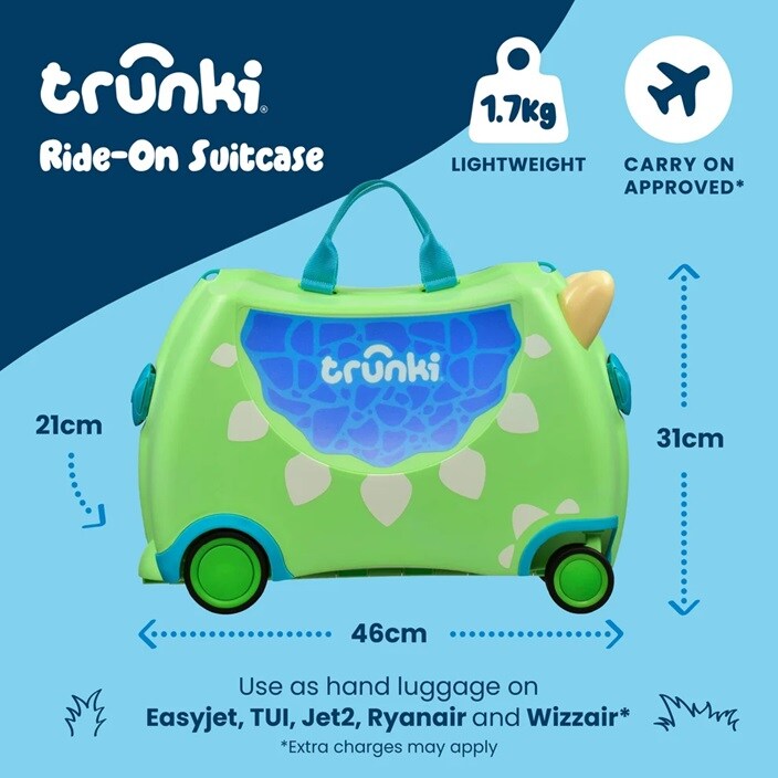 Ride-on kuffert til børn - Trunki Glide Dudley Dino
