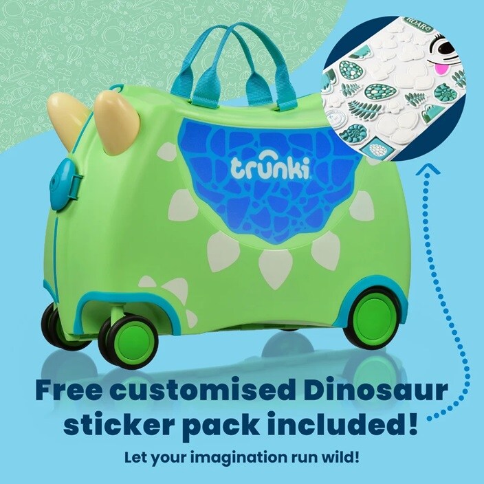 Ride-on kuffert til børn - Trunki Glide Dudley Dino